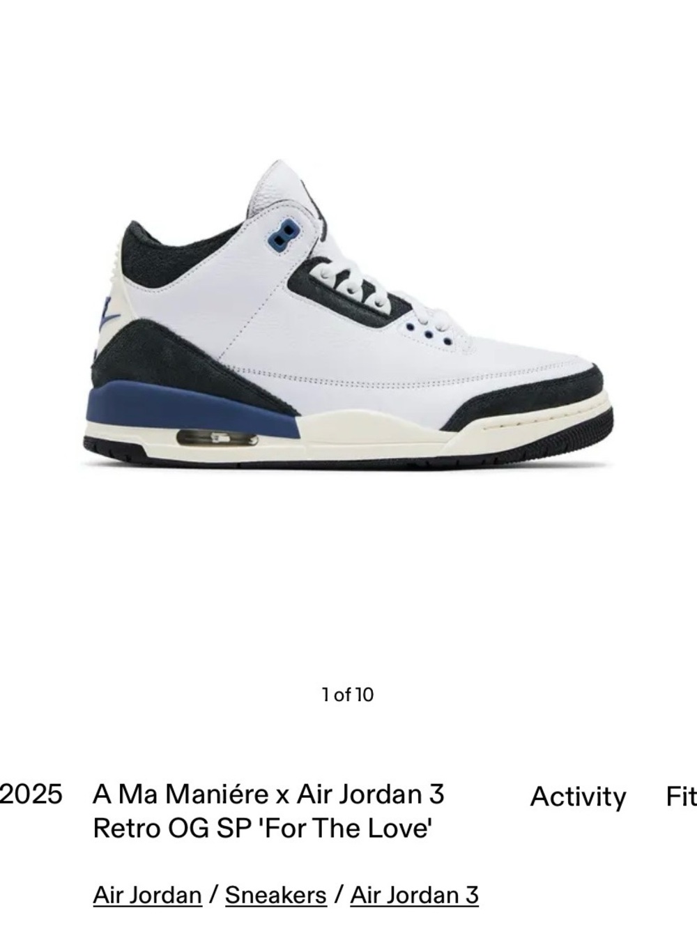 JORDAN Men’s A Ma Maniére x Air Jordan 3 Retro OG SP 'For The Love', Size 9